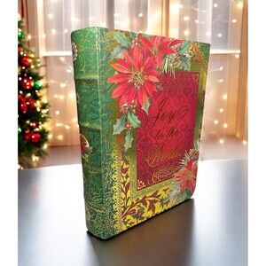 Punch Studio Storage Book Box Christmas Poinsettia 8.5” Gift Storage Trinket